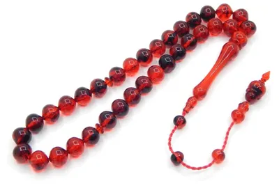 Tesbih 32 cm - Islamische Rosenkranz - Rot/Schwarz - 10 mm Perlen