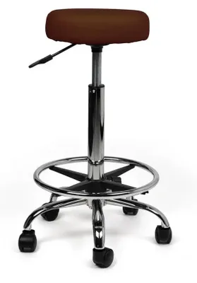 Produktbild von Ergonomisch Rollhocker Braun - Hoch / mit Fußstütze / Standardmäßige Räder