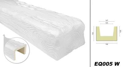 Produktbild von DECO WOOD Deckenbalken rustikal aus Polyurethane, 2m Länge, PolyurethanBalken Holzoptik (weiß - 19x13cm) Zierbalken Decke Wohnzimmer Wanddeko