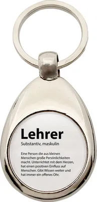 Produktbild von Huuraa Schlüsselanhänger Lehrer Definition Metall Schlüsselring Einkaufswagenchip Geschenkidee