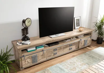Produktbild von MASSIVMOEBEL24 TV-Board Mango 260x50x60 whitewash lackiert RAILWAY  #355