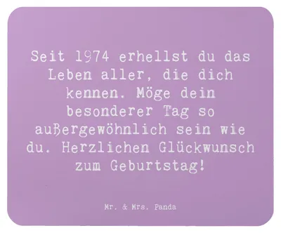 Produktbild von Mr. & Mrs. Panda Mousepad Spruch 1974 Geburtstag - Lavendeltraum - Geschenk, Alter, Mouse Pad, mousematte, Liebe, mausteppich, Geburtstagsgeschenk, feiern, Happy Birthday