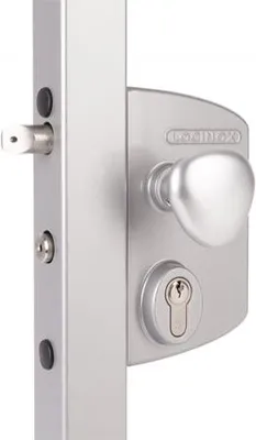 Produktbild von Elektroschloss Locinox LEKQ U2, 12V AC/DC, universal, mit Knauf, Aluminium (ZILV) (Rechteckprofil, verstellbar von 40 bis 60 mm)