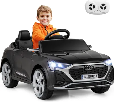 Produktbild von GOPLUS Elektroauto Kinder, lizensierter Audi SQ8, 12-V-Elektrofahrzeug mit 2,4-G-Fernbedienung, Musik, Hupe, LED-Leuchten, Schwarz