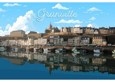 Image de Tableau mural encadré illustration Granville 65x97 cm, Tableau mural moderne pour décoration intérieure