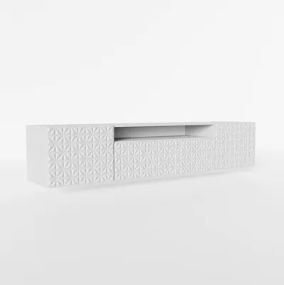 Produktbild von MEBLINI TV-Schrank 200cm Lang - Fernsehschrank - TV Lowboard Industrial - Unterschrank für Fernseher - TV-Unterschrank - TV-Schrank - Hängeschrank - CALIO - 200x41x40cm - Weiß Matt