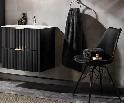 Produktbild von Design Badmöbel Set ADEL SCHWARZ 60 cm MDF SOFT-CLOSE Waschtisch