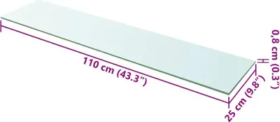 Image de vidaXL Étagère en verre transparent 110x25 cm