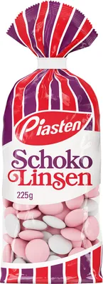 Produktbild von Piasten Schokolinsen weiss/rosa 225g