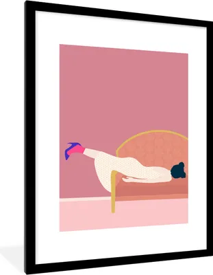 Produktbild von MuchoWow® Gerahmtes Poster Vintage - Frauen - Pastell 60x80 cm - Poster mit Schwarzem Bilderrahmen Wandposter Rahmen Foto Bilder - Wohnzimmer - Dekorationen - Prämie