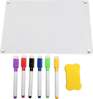 Image de Tableau magnétique en acrylique avec 6 marqueurs 1 gomme à effacer Réfrigérateur transparent