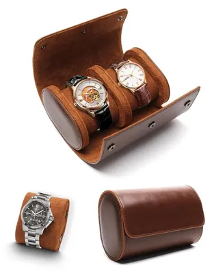 Immagine prodotto di Scatola per orologi da uomo, con 2 scomparti, in ecopelle, color marrone