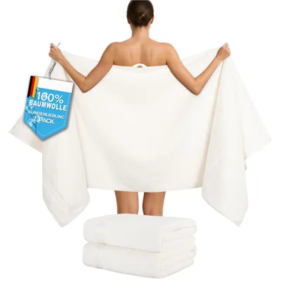 Produktbild von Hammetex Saunahandtücher 2er Set 80x200 cm – 100% Baumwolle Frottier, 500 GSM,