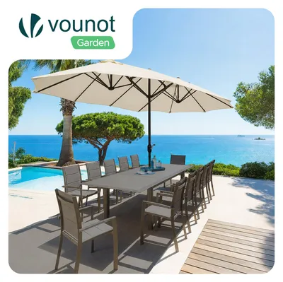 Produktbild von VOUNOT® Doppelsonnenschirm mit kurbel, Marktschirm, 460 x 270 cm, Beige