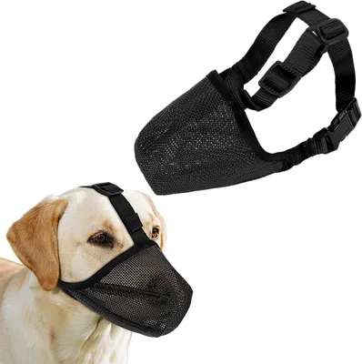 Produktbild von Hundemaulkorb, atmungsaktives schwarzes Mesh, Größe M, für große Hunde