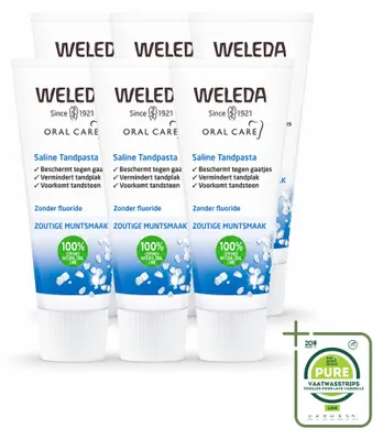 Image de 6 tubes de dentifrice Saline de Weleda - 75 ml - Grand format - 6 pièces