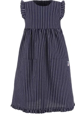 Produktbild von modAS Kinder Fischerkleid Mädchenkleid Maritim - Streifenkleid Kleid für Mädchen mit Streifen aus Baumwolle schmal gestreift Blau in Größe 80