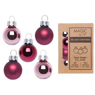 Produktbild von Weihnachtskugeln Glas 2cm 25 Stück - Berry Kiss