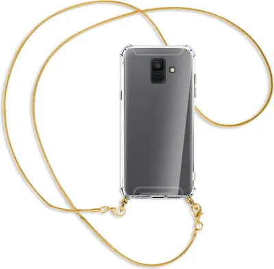 Produktbild von Handykette Backcover-Schutzhülle mit Band (Metall goldfarben) für Samsung Galaxy A6 2018 - goldfarbene Kette Snake