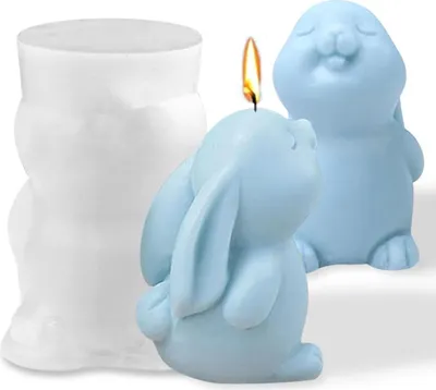 Produktbild von Silikonformen Gießformen Ostern,Niedlich Hase Kerzenformen Zum Gießen Stehend Mit Geschlossenen Augen Kaninchen Kerzen Formen Silikon 3D Tier Rabbit Bunny Kerzenform Für Deko Aesthetic Room Decor