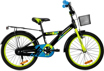 Produktbild von Kinderfahrrad - 20 Zoll - Schwarz und Gelb - für 5-8 Jahre - mit V-Brake Bremsen- mit Gepäckträger - Jugendfahrrad