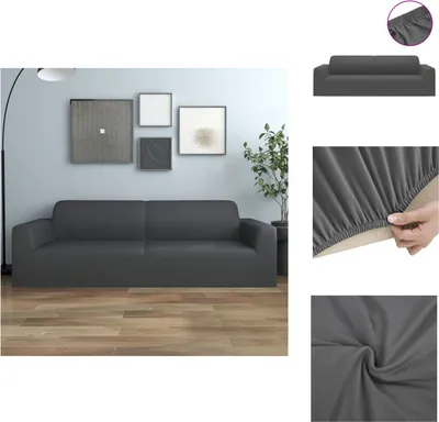 Produktbild von vidaXL Stretch Sofahusse 3-Sitzer Anthrazit Polyester-Jersey - Hussen