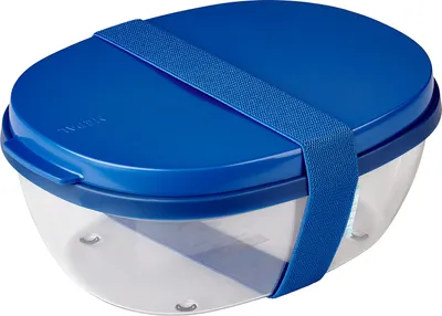 Produktbild von Mepal - Salatbox Ellipse - Salat-Lunchbox mit mehreren Fächern - Bento-Box für Salate unterwegs - Gesundes Mittagessen & Lifestyle - Plastik Meal Prep Box - 1300 ml + 600 ml - Vivid blue