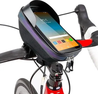 Zdjęcie produktu dla Wodoodporny uchwyt na kierownicę rowerową – uchwyt na telefon do motocykla – uchwyt na telefon do użytku na świeżym powietrzu – przezroczysty ekran dotykowy z TPU – uchwyt na smartfon o przekątnej 4,7–7 cali
