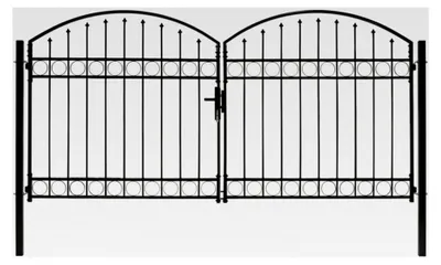 Produktbild von Doppelflügeltor mit gewölbter Spitze aus Metall für den Garten