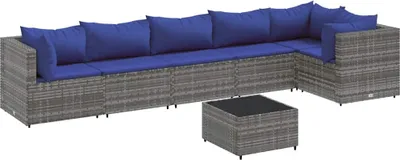 Obrázek produktu pro vidaXL 7dílná zahradní lounge souprava s polštáři Grey Poly Rattan