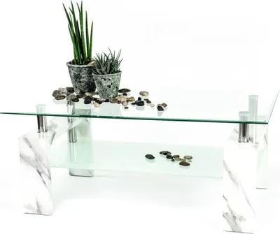 Produktbild von Couchtisch >126/302-19< in Marmor optik, MDF - 100x45x60cm (BxHxT)