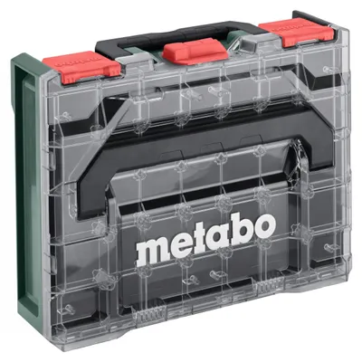 Zdjęcie produktu dla Organizer Metabo metaBOX 100 S z 15 wkładkami i przezroczystą pokrywą walizki