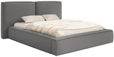 Produktbild von Homebook TILVES – Polsterbett mit Bouclé-Bezug und Stauraum, Dunkelgrau, 140x200 cm