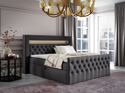 Produktbild von Boxspringbett Schlafzimmerbett ERNESTO Nr.1 120x200cm in Elisa Velvet Anthrazit