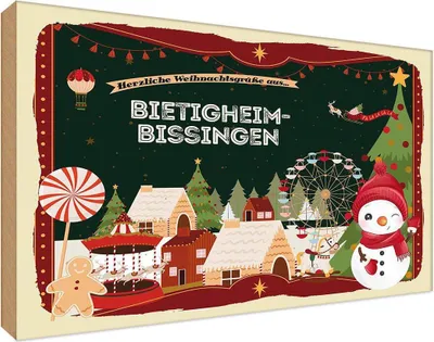 Produktbild von vianmo Holzschild 12x18 cm Weihnachten BIETIGHEIM-BISSINGEN