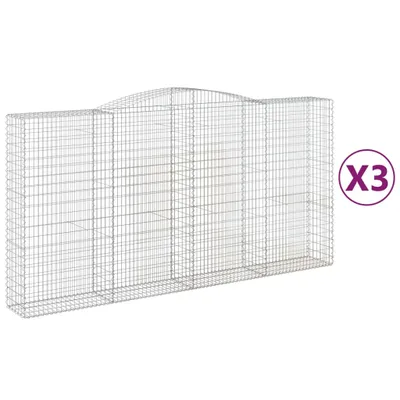 Produktbild von Gabionen mit Hochbogen 3 Stk. 400x50x200/220cm Verzinktes Eisen