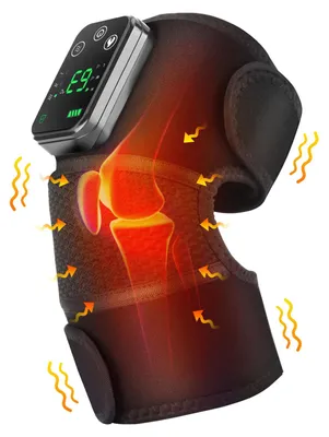 Produktbild von Knie-Massagegerät - Wärmende Kniebandage - Warme Kompresse - Vibration - Gelenkmassage - Physiotherapie - Schwarz