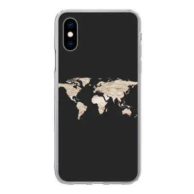 Produktbild von MuchoWow® Handyhülle Schutzhülle Hülle für iPhone X Weltkarte - Heu - Braun Silikon Softcase Handy Hülle - Handyhülle