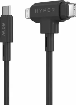 Produktbild von HyperJuice - Lightning-Kabel - 24 pin USB-C männlich zu 24 pin USB-C, Lightning männlich - 1.5 m - Schwarz