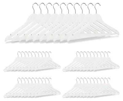 Immagine prodotto di 100 grucce in legno, con barra per pantaloni, per gonne, camicie e giacche, ganci ruotabili a 360°, robuste, grucce per giacche, bianche