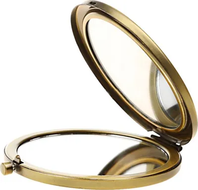 Produktbild von Kleiner doppelseitiger Spiegel aus Metall, tragbarer Mini-Schminkspiegel mit doppelseitigen Seiten, Taschenspiegel (Antike Bronze)