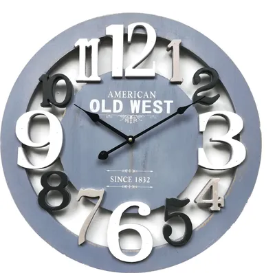 Produktbild von Rebecca Mobili Wanduhr mit Schnitzereien aus Holz, grau, weiß und schwarz ø 55 cm