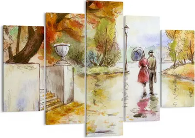 Produktbild von Bild auf Leinwand - Leinwandbild - Wetter regen herbst park - 150x100cm - Wand Bild - Wanddeko - Leinwanddruck - Bilder - Kunstdruck - Wanddekoration - Leinwand bilder - Wandkunst - EA150x100-2914