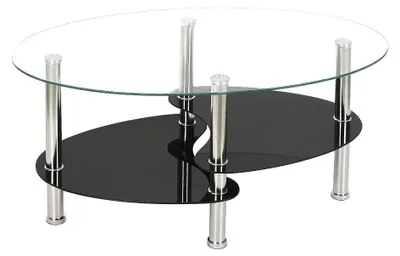 Immagine prodotto di Tavolino in vetro - Tavolino basso - Con vano portaoggetti - Stile minimalista e moderno - Da montare - Nero trasparente