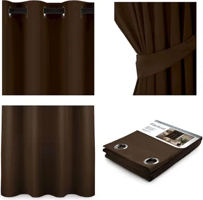 Image de Rideau rideau à œillets opaque 140 x 270 cm - Marron foncé