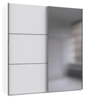 Produktbild von Schwebetürenschrank >indiana A< in WEISS / SPIEGEL - 200x216x65cm (BxHxT)