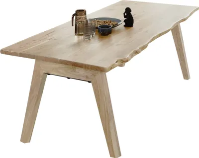 Produktbild von Esstisch Baumkante massiv Akazie natur 140 x 80 A-Holzgestell naturfarben NELE