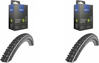 Produktbild von Continental 2x Schwalbe Reifen Smart Sam HS476 Draht 26x2.25 + 2x Schlauch AV...