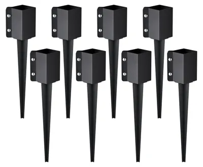 Produktbild von VEVOR Zaunpfostenanker Erdspike, 8er Pack 36 x 4 x 4 Zoll Außendurchmesser (Innendurchmesser 3,5 x 3,5 Zoll), Metall schwarz pulverbeschichteter Pfahlanker für Briefkasten, Terrasse, Gartenzaun, 24 Zoll, 8 Stück-a