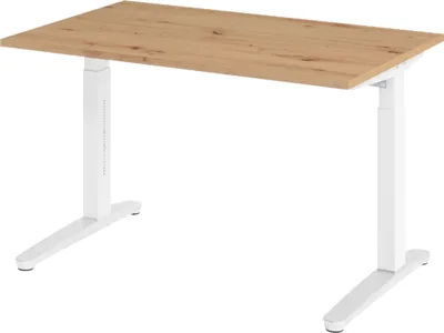 Produktbild von bümö Schreibtisch Serie-XB - Nachbildung: Asteiche, Größe:  120 x 80 cm, Gestell: Weiß/Alu poliert